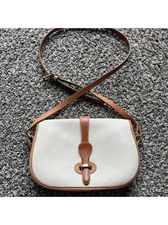 Dooney & Bourke Handbags - Vintage Ivory Tan Leather Dooney & Bourke Crossbody Bag Timeless Preppy Utility